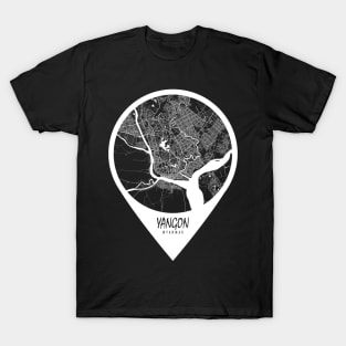 Yangon, Myanmar City Map - Travel Pin T-Shirt